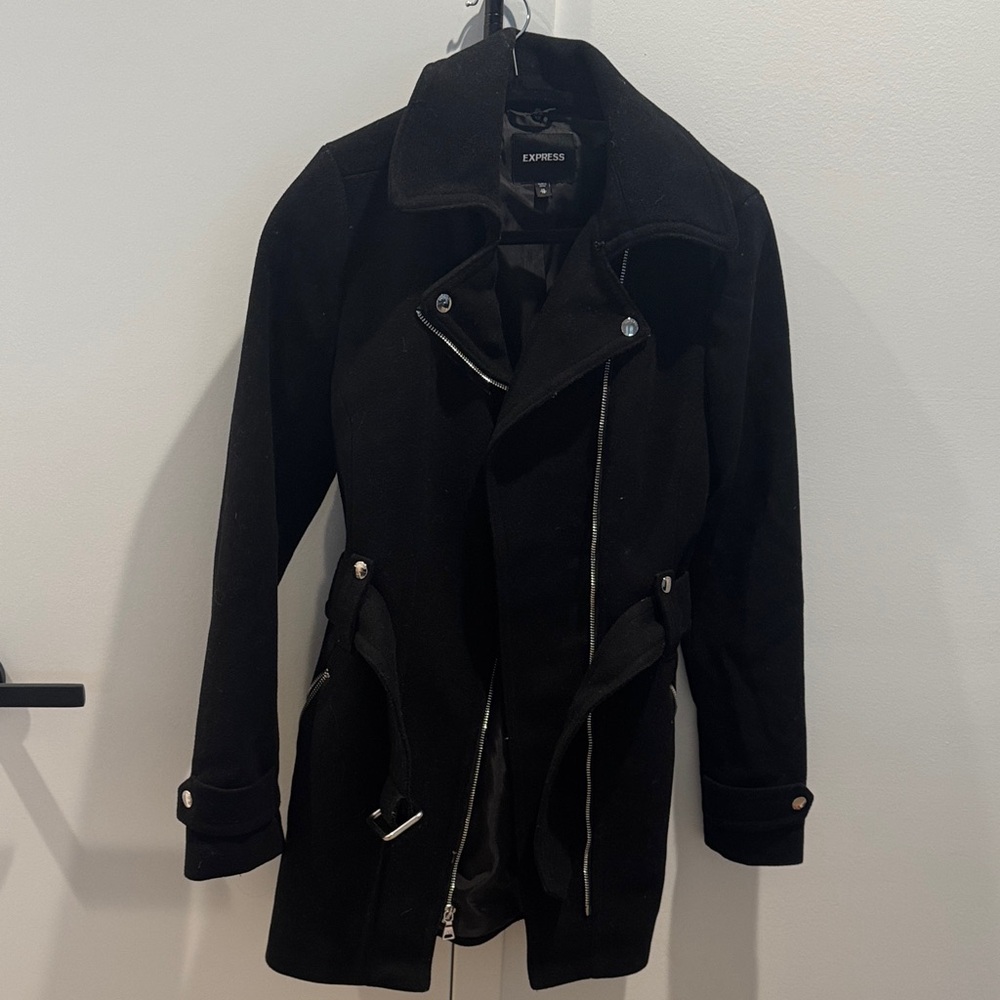 Express Black Zippered Coat